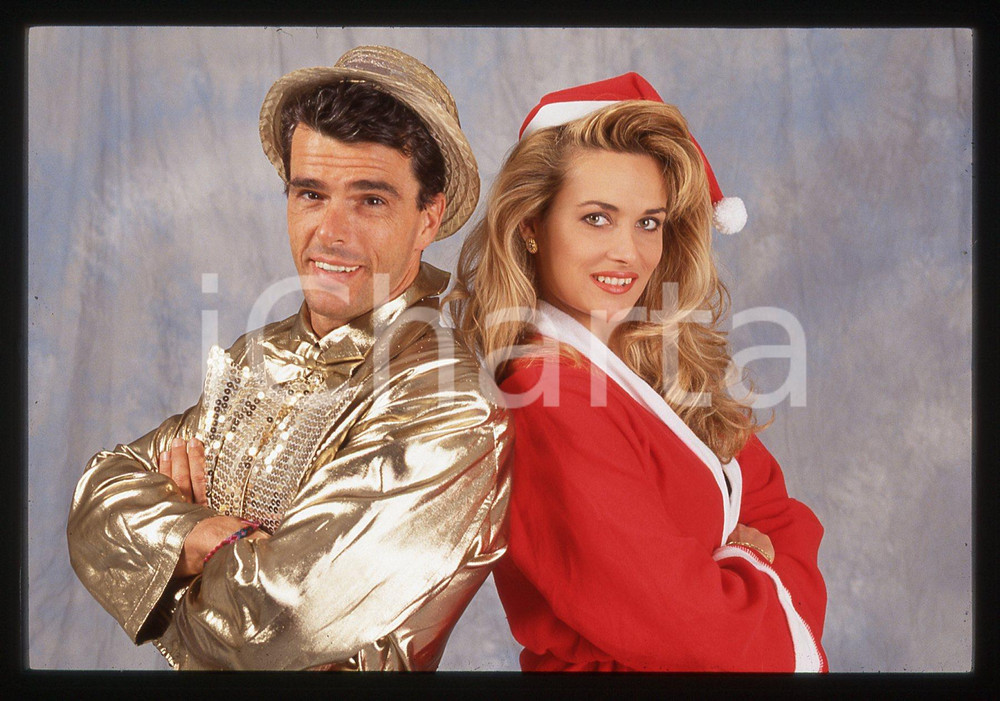 35mm vintage slide* 1993 STRISCIA LA NOTIZIA Cecilia BELLI e Edoardo SOLDO (5)