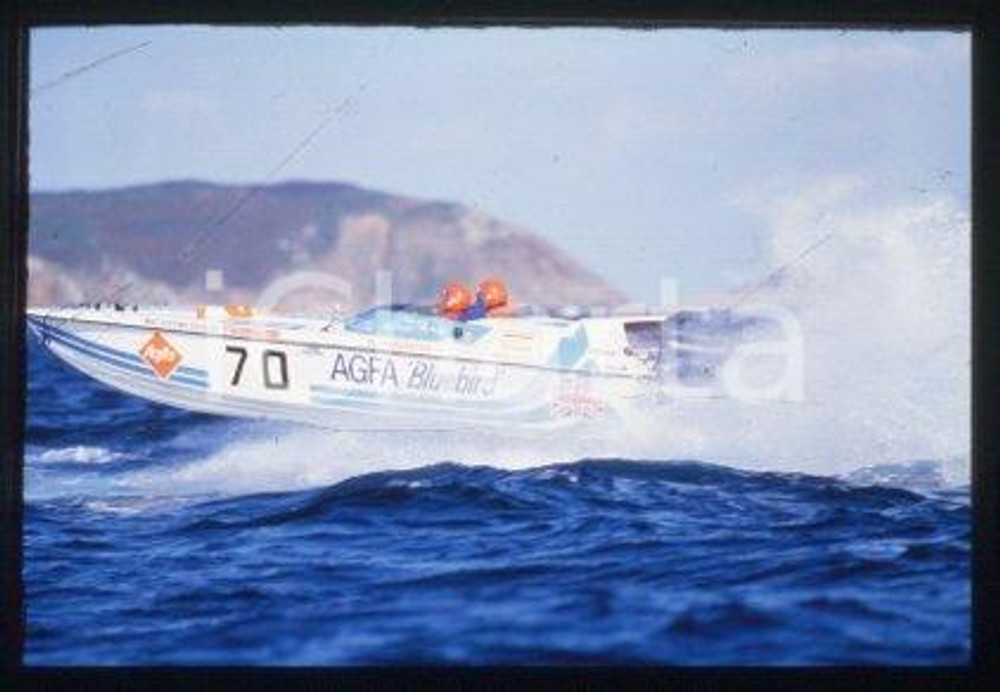 Gina CAMPBELL AGFA BLUEBIRD offshore power boat 1985 ca * 35 mm vintage slide 4