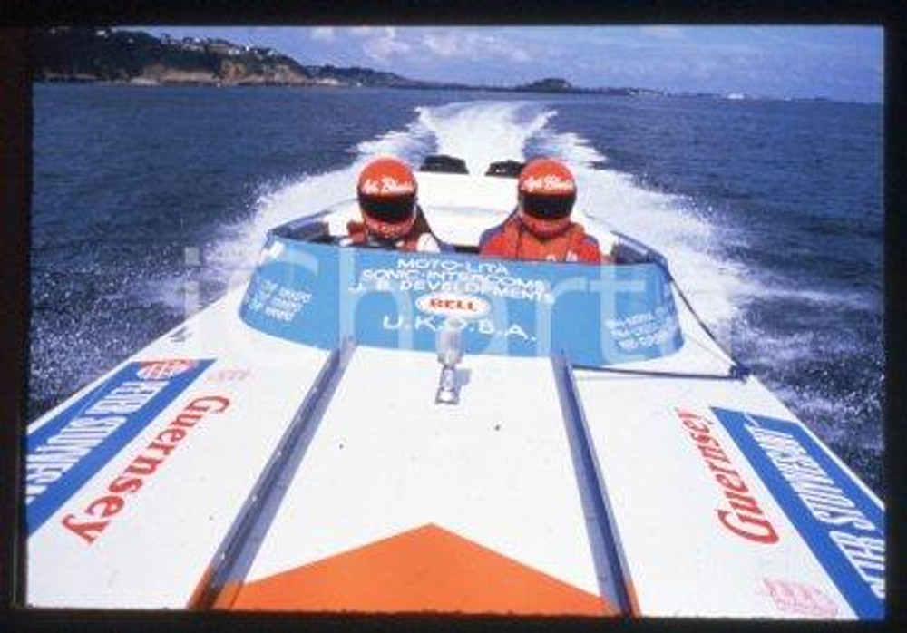 Gina CAMPBELL AGFA BLUEBIRD offshore power boat 1985 ca * 35 mm vintage slide 5