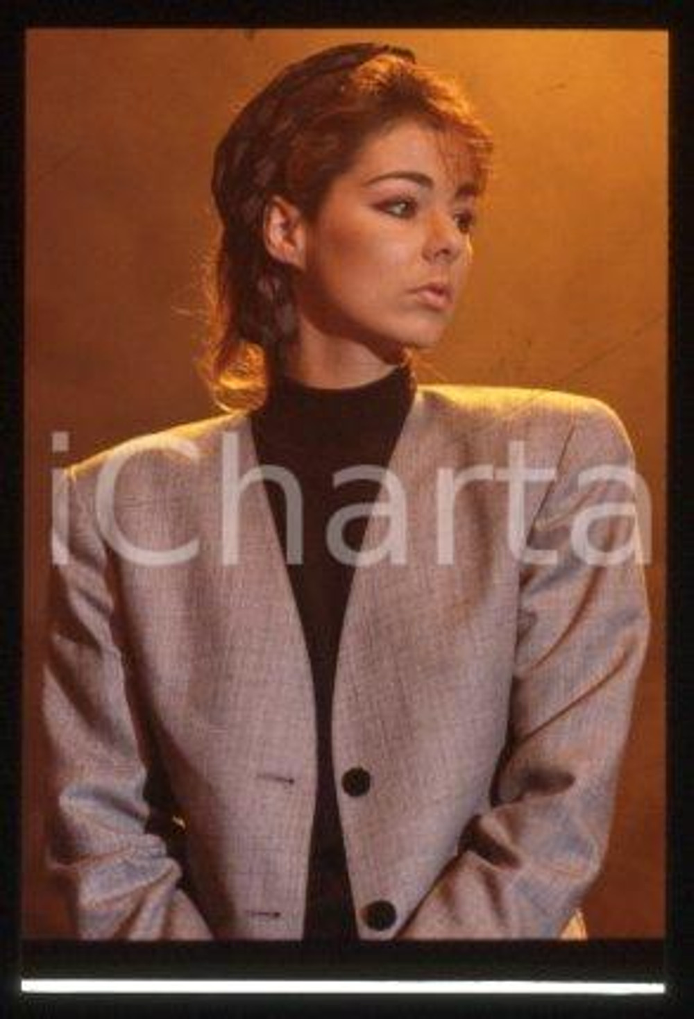 SANDRA Ann LAUER - MUSIC Pop singer Portrait 1988 ca * 35 mm vintage slide 18
