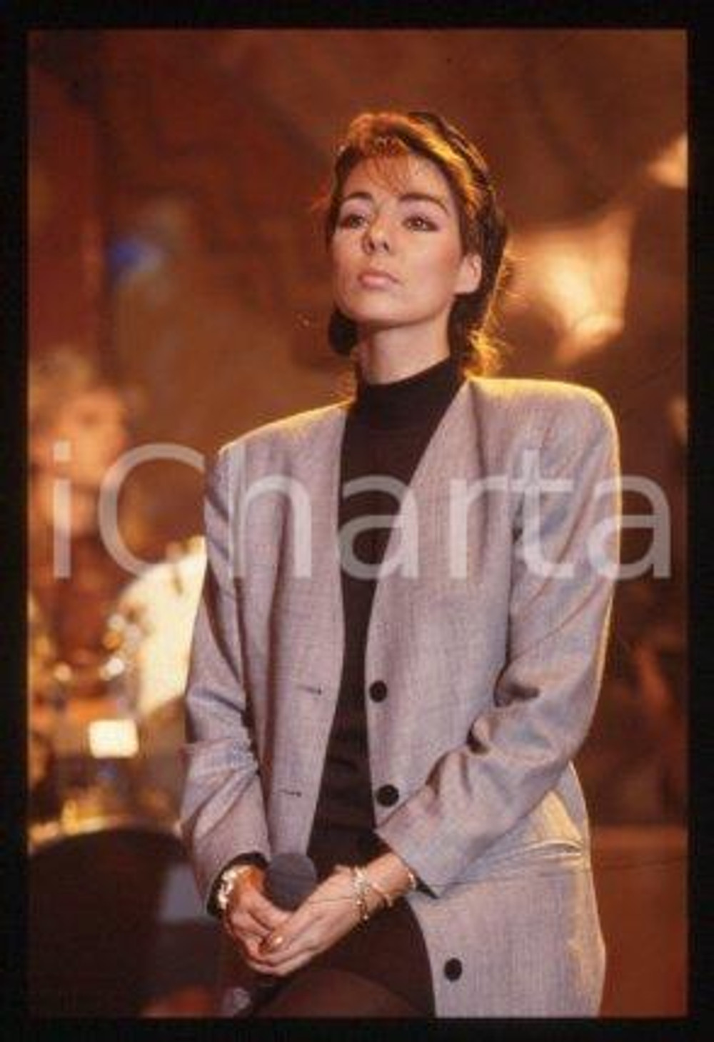 SANDRA Ann LAUER - MUSIC Pop singer Portrait 1988 ca * 35 mm vintage slide 19