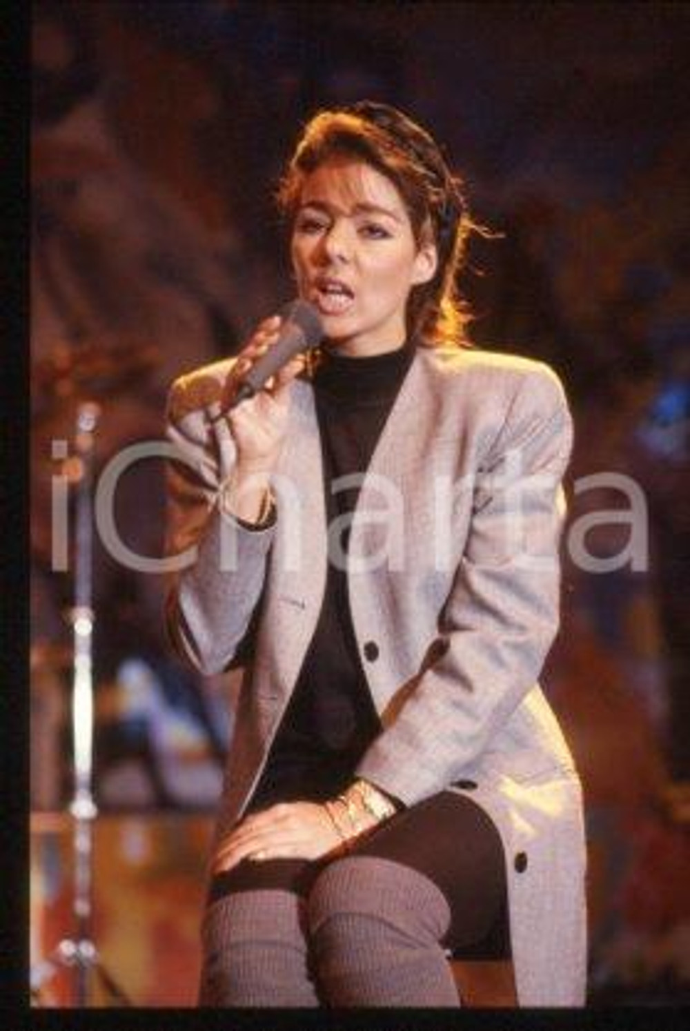 SANDRA Ann LAUER - MUSIC Pop singer Performance 1988 ca * 35 mm vintage slide 29
