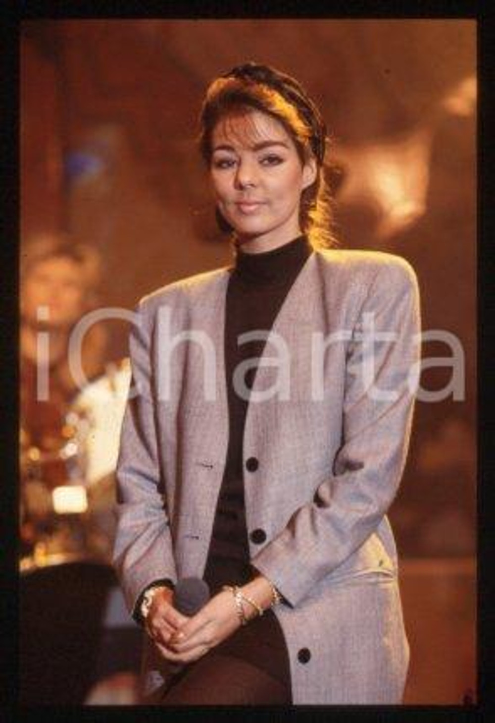 SANDRA Ann LAUER - MUSIC Pop singer Portrait 1988 ca * 35 mm vintage slide 37