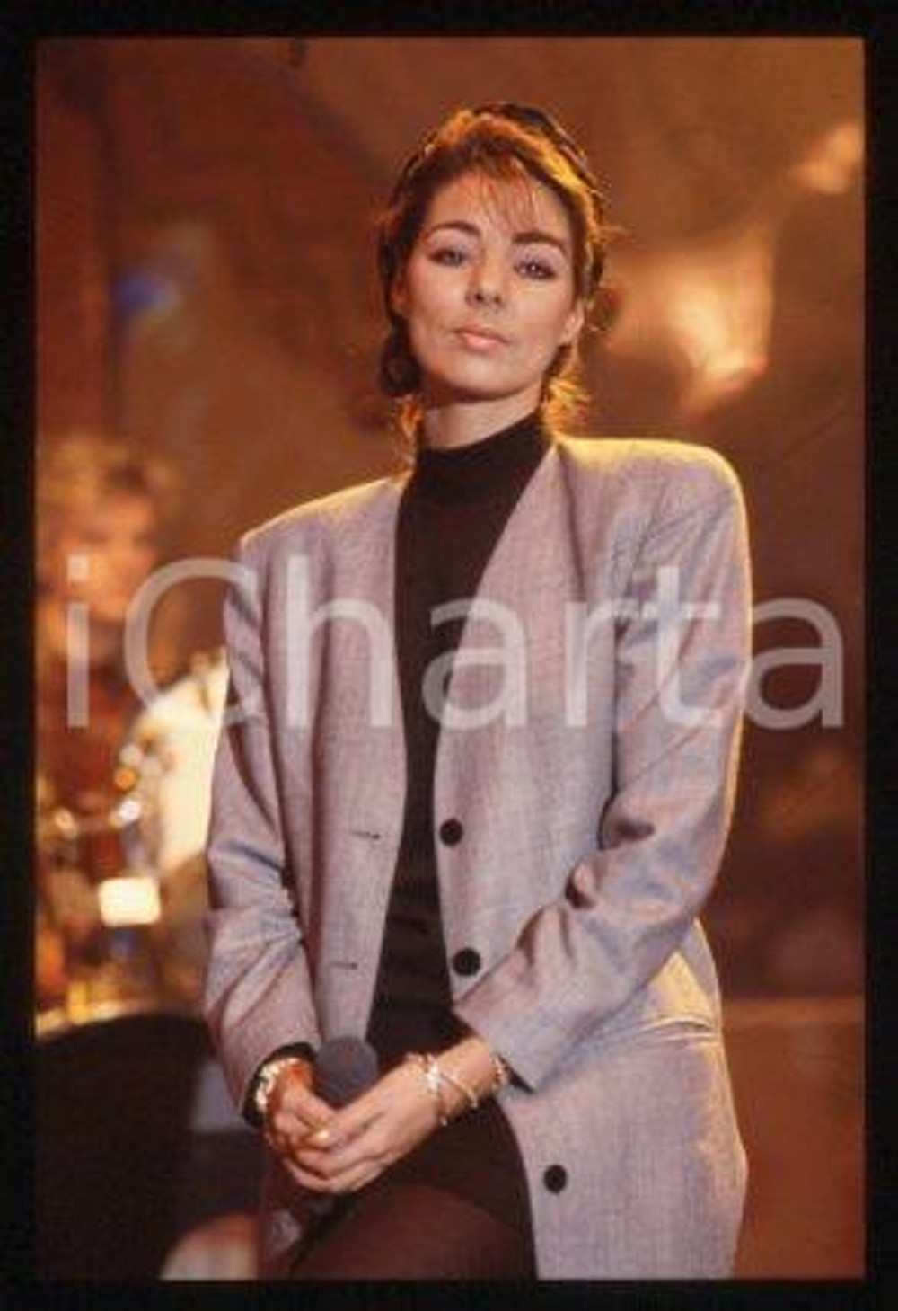 SANDRA Ann LAUER - MUSIC Pop singer Portrait 1988 ca * 35 mm vintage slide 42