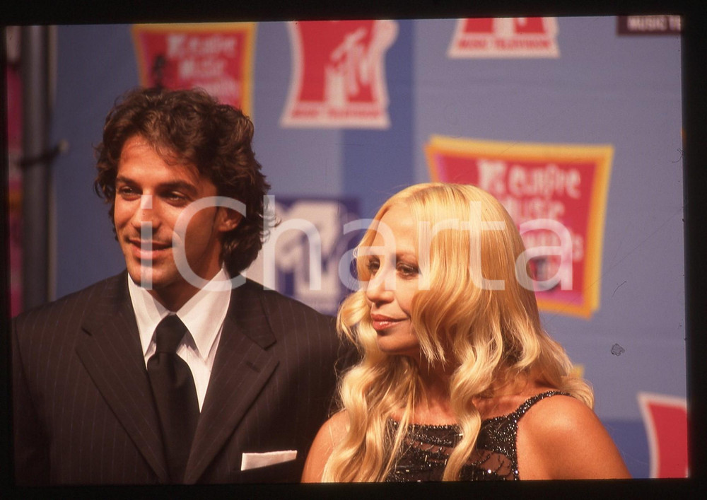 35mm vintage slide*1998 MILANO Donatella VERSACE Alessandro DEL PIERO MTV Awards