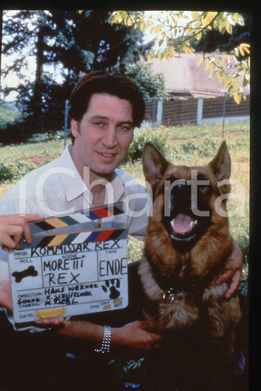 35mm vintage slide* 1994 KOMMISSAR REX Tobias MORETTI e REX nella serie tv