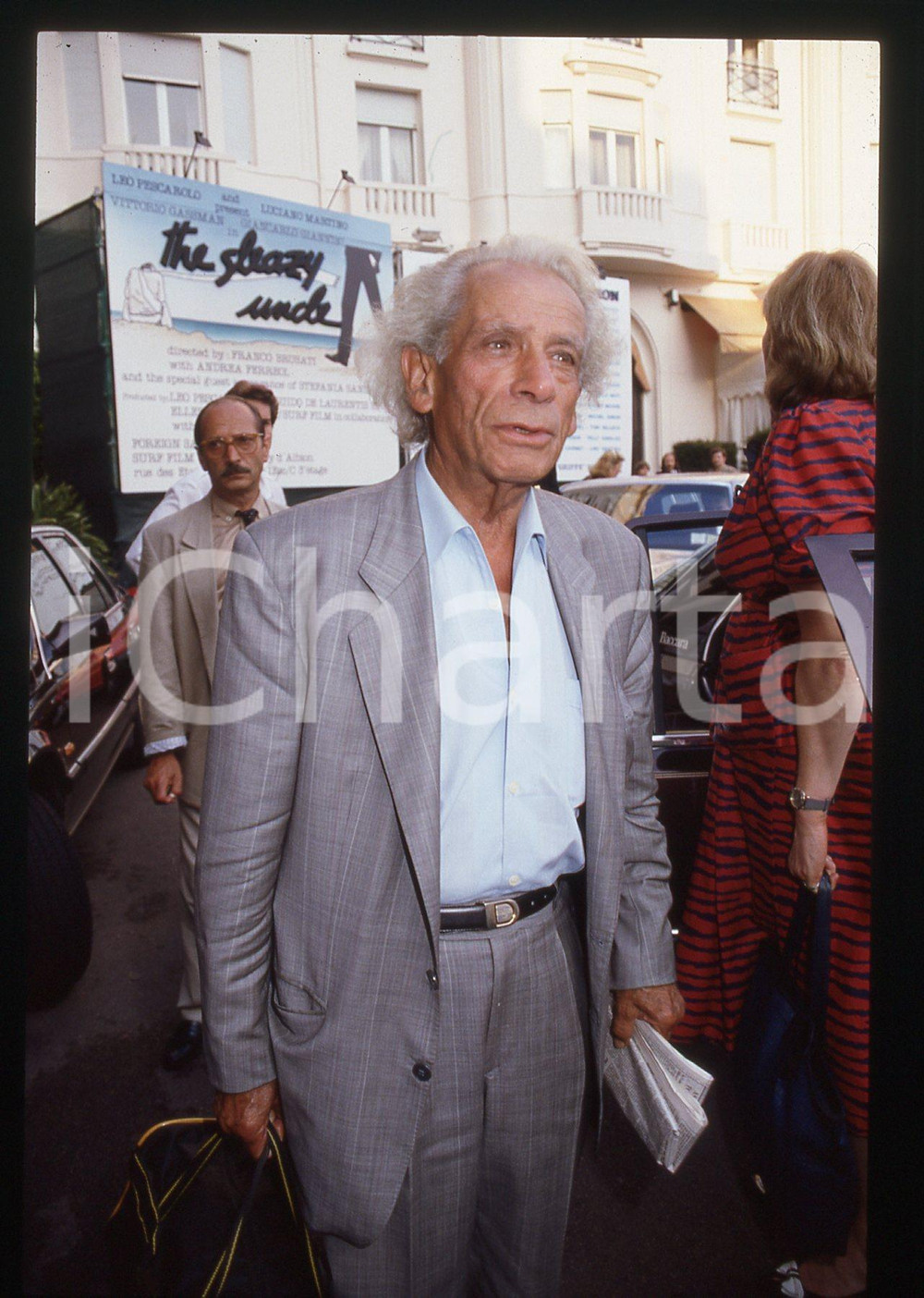 35mm vintage slide* 1990 CANNES Samuel FULLER arriva al Festival del CINEMA