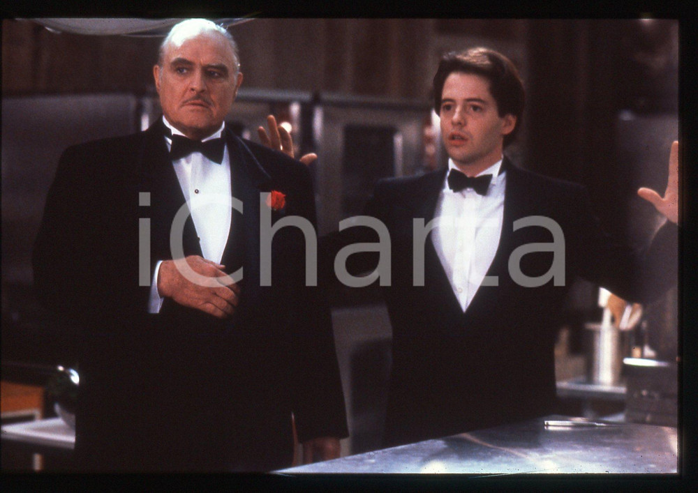 35mm vintage slide* 1990 THE FRESHMAN Marlon BRANDO e Matthew BRODERICK - Scena