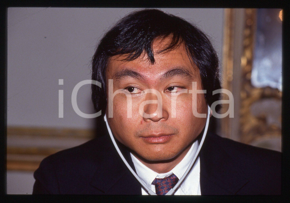 Fotografia d epoca originale 35mm vintage slide 1992 MILANO Francis FUKUYAMA durante conferenza Ritratto 1
