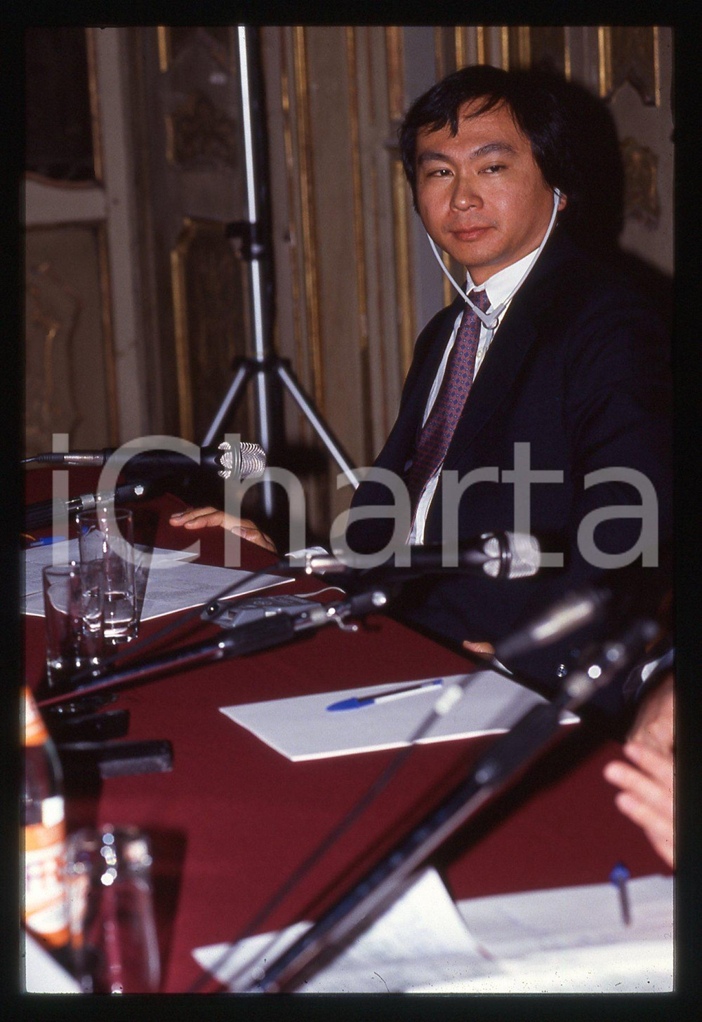 Fotografia d epoca originale 35mm vintage slide 1992 MILANO Francis FUKUYAMA durante conferenza Ritratto 11 1