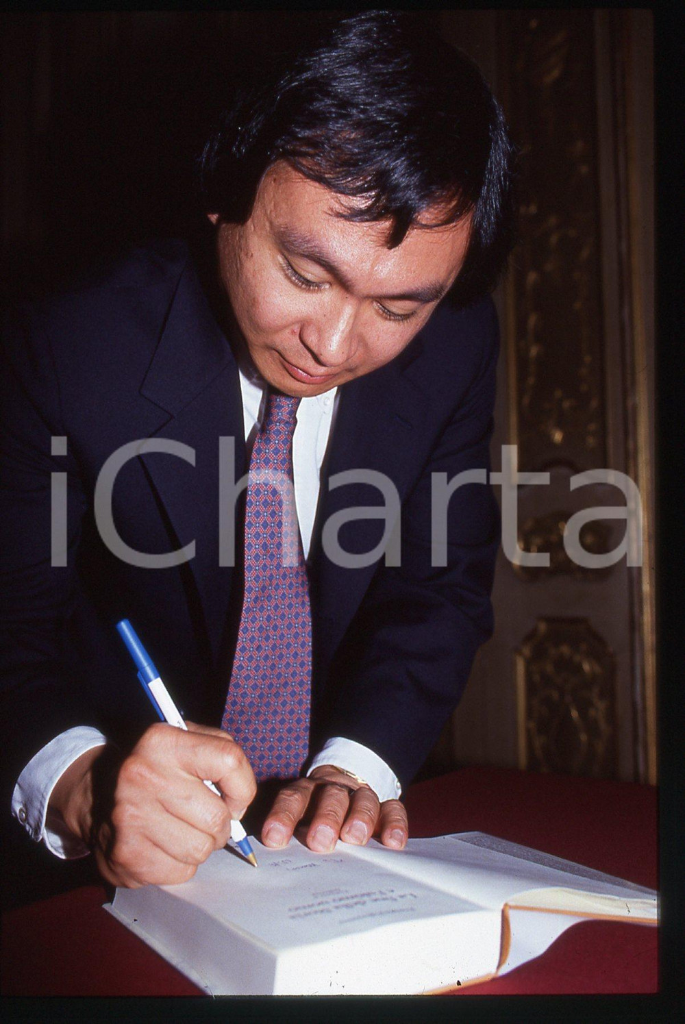 Fotografia d epoca originale 35mm vintage slide1992 MILANO Francis FUKUYAMA autografa LA FINE DELLA STORIA 9 1