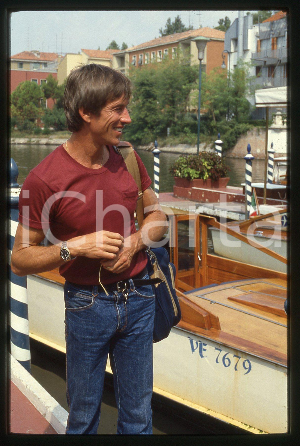 35mm vintage slide*1985 LIDO VENEZIA Scott GLENN arriva al Festival del Cinema