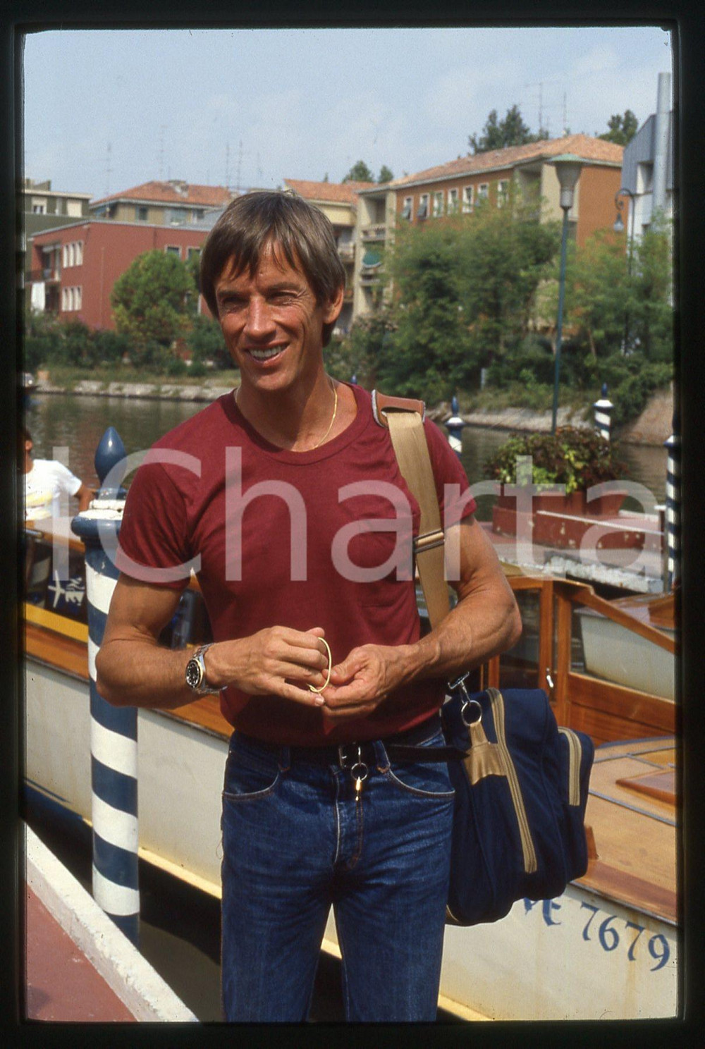 35mm vintage slide*1985 LIDO VENEZIA Scott GLENN arriva al Festival del Cinema 2