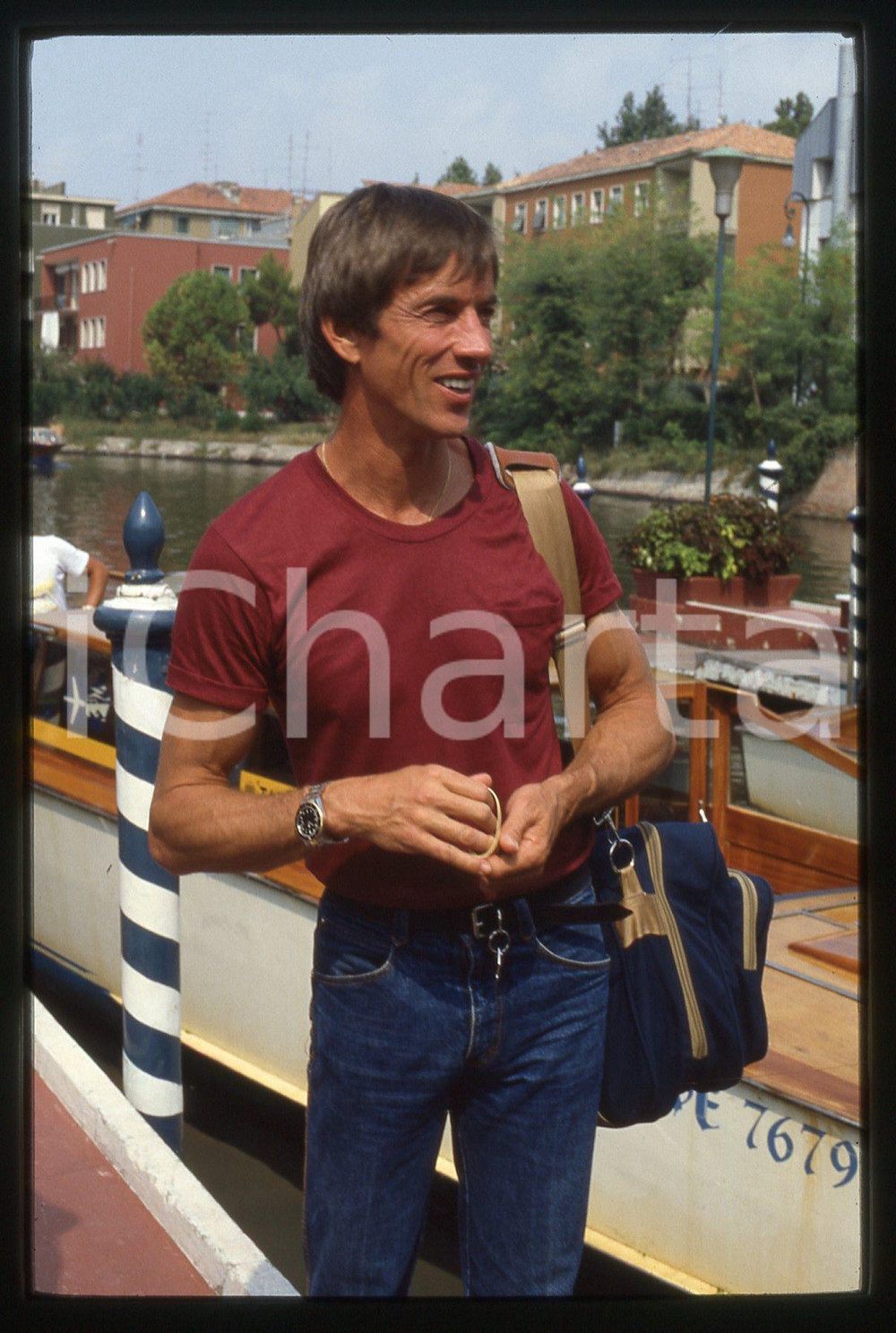 35mm vintage slide*1985 LIDO VENEZIA Scott GLENN arriva al Festival del Cinema 3