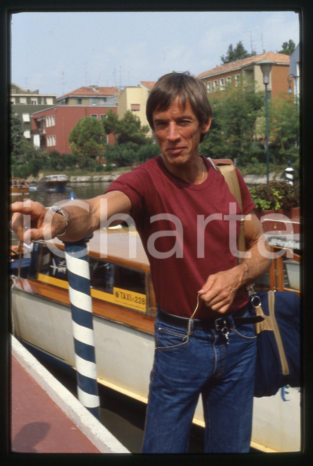 35mm vintage slide*1985 LIDO VENEZIA Scott GLENN arriva al Festival del Cinema 5