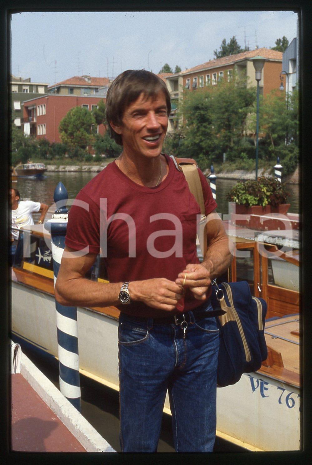 35mm vintage slide*1985 LIDO VENEZIA Scott GLENN arriva al Festival del Cinema 6