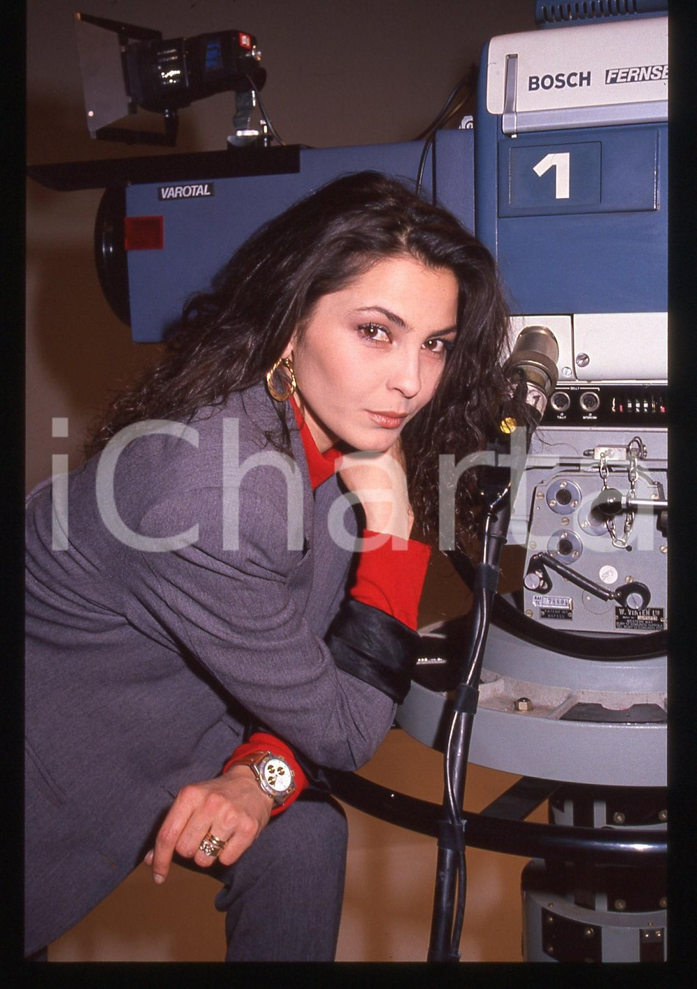 35mm vintage slide* 1989 ITALIA TV Nina SOLDANO con videocamera BOSCH FERNSEH 5