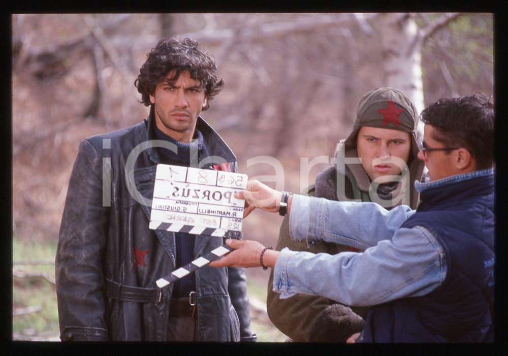 35mm vintage slide* 1997 PORZÛS Lorenzo CRESPI sul set del film - Ritratto