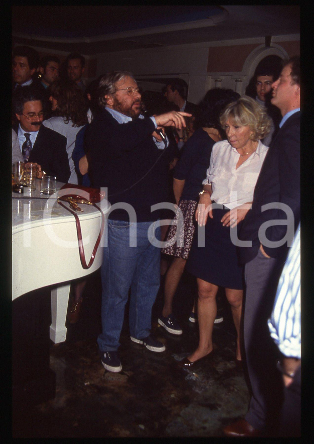 35mm vintage slide* 1990ca MILANO Paolo VILLAGGIO Maura ALBITES in un pianobar 2