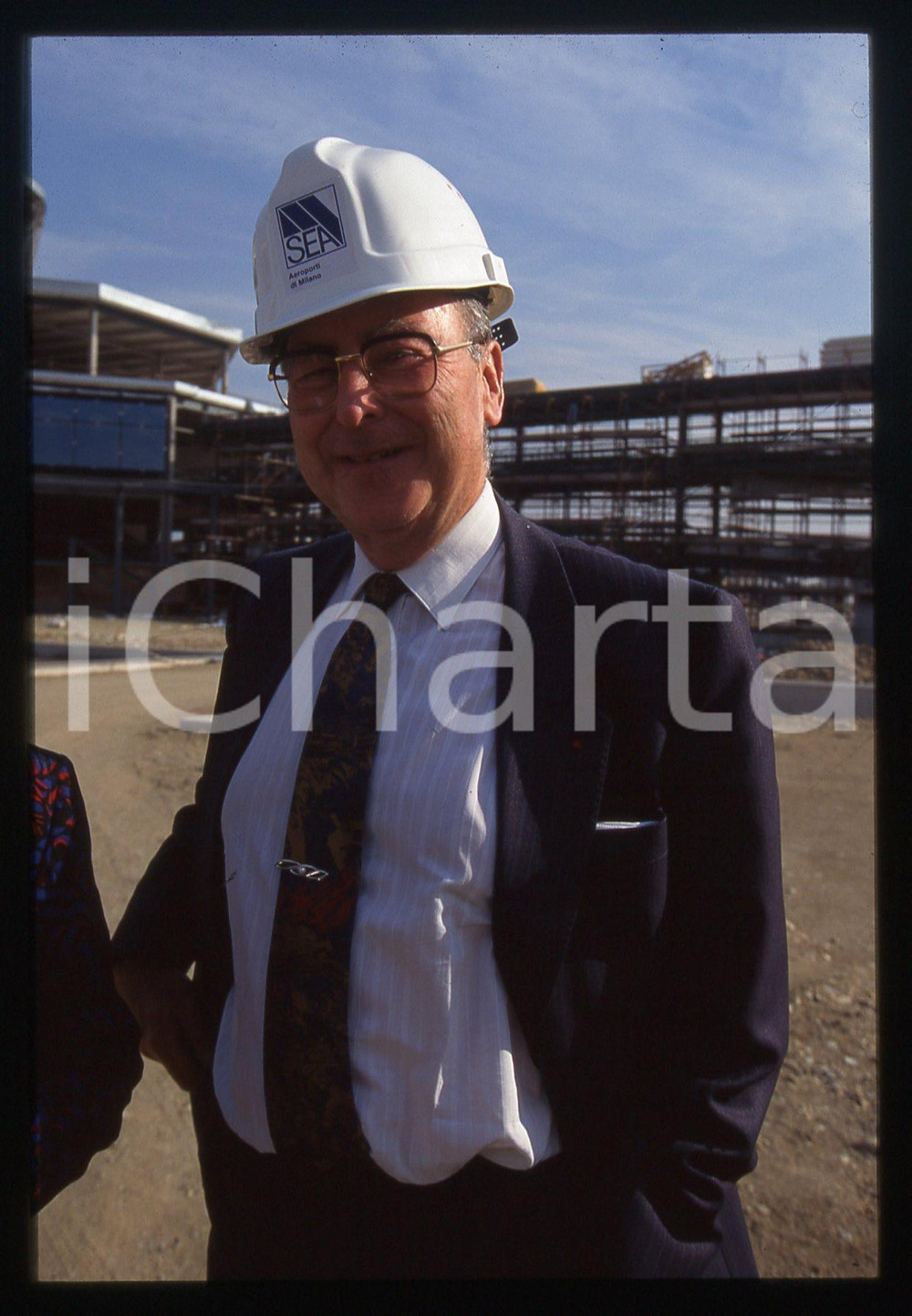 35mm vintage slide*1990ca MILANO Michel P. FRIBOURG visita cantiere SEA (1)