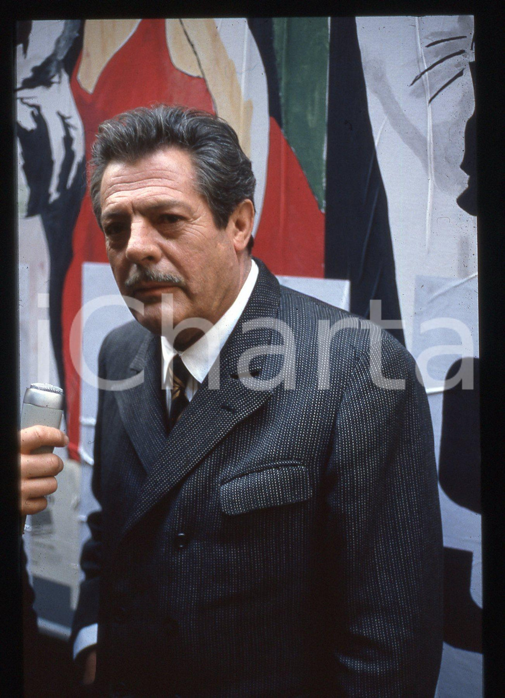 35mm vintage slide* 1988 MILANO Marcello MASTROIANNI sul set di MISS ARIZONA *2