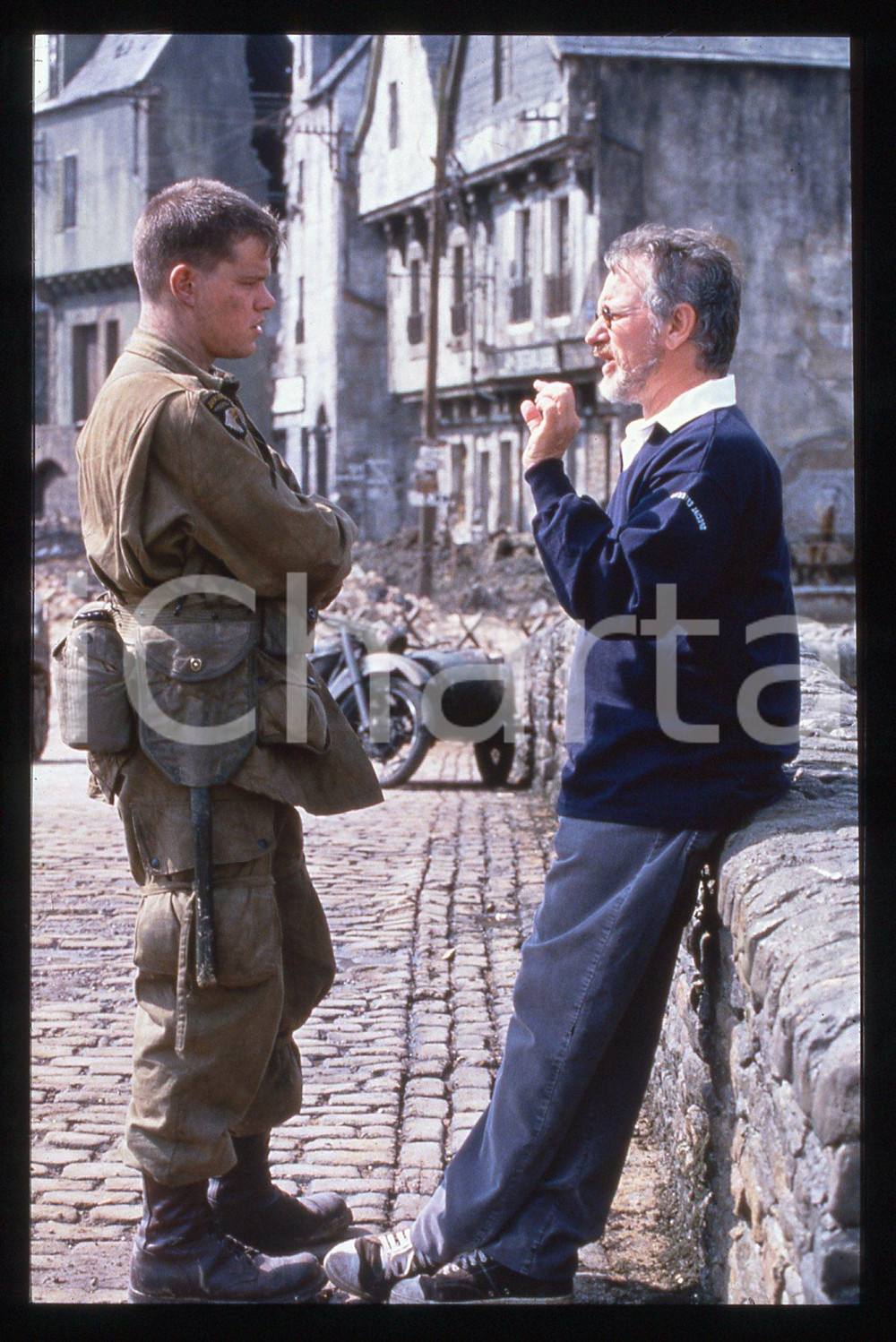 35mm vintage slide* 1998 SAVING PRIVATE RYAN Matt DAMON e Steven SPIELBERG (2)