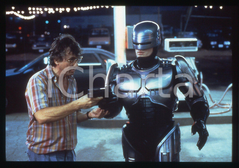 35mm vintage slide* 1987 ROBOCOP Peter WELLER e Paul VERHOEVEN sul set del film