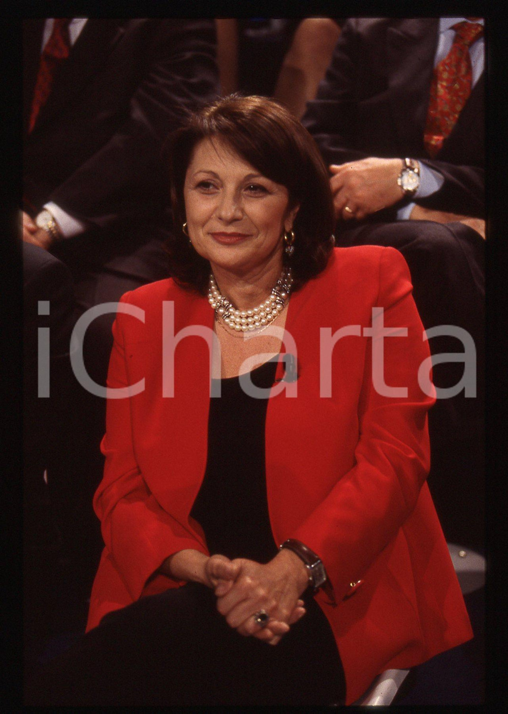 35mm vintage slide* 1998 CANALE 5 Giuliana LONGARI ospite a I TRE TENORI (5)