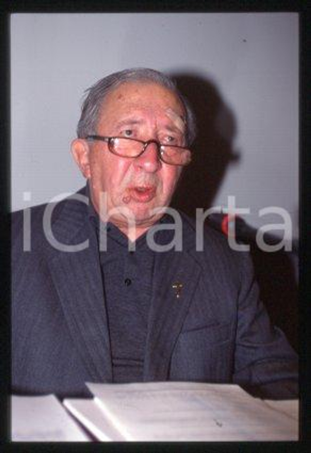 Don Luigi GIUSSANI MILAN Italian priest Portrait 1998 ca * 35 mm vintage slide 1