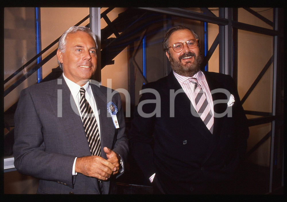 Fotografia d epoca originale Giorgio ARMANI e Gianfranco FERRE  MODA  ITALIA  90  35 mm vintage slide 1