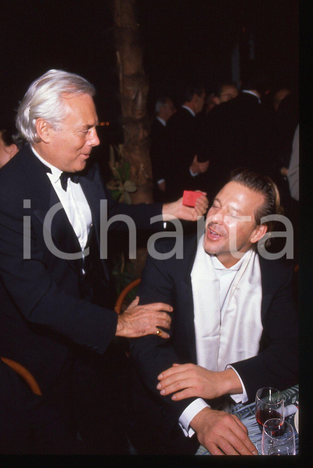 Fotografia d epoca originale Giorgio ARMANI e Mickey ROURKE  CINEMA 1990 ca  35 mm vintage slide 1