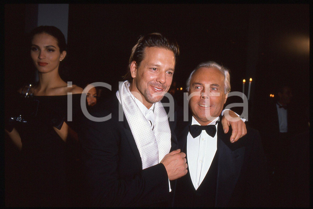 Fotografia d epoca originale Giorgio ARMANI e Mickey ROURKE  CINEMA 1990 ca  35 mm vintage slide 2 1