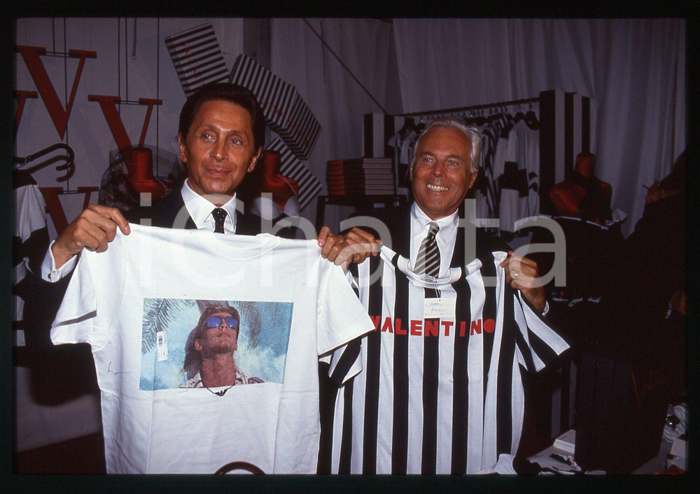 Fotografia d epoca originale Giorgio ARMANI e VALENTINO GARAVANI MODA NEW YORK 1993  35 mm vintage slide  4 1