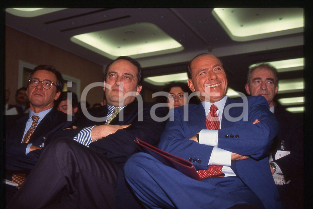 Silvio BERLUSCONI Pilade RIELLO e Luigi ABETE 1995 * 35mm vintage slide