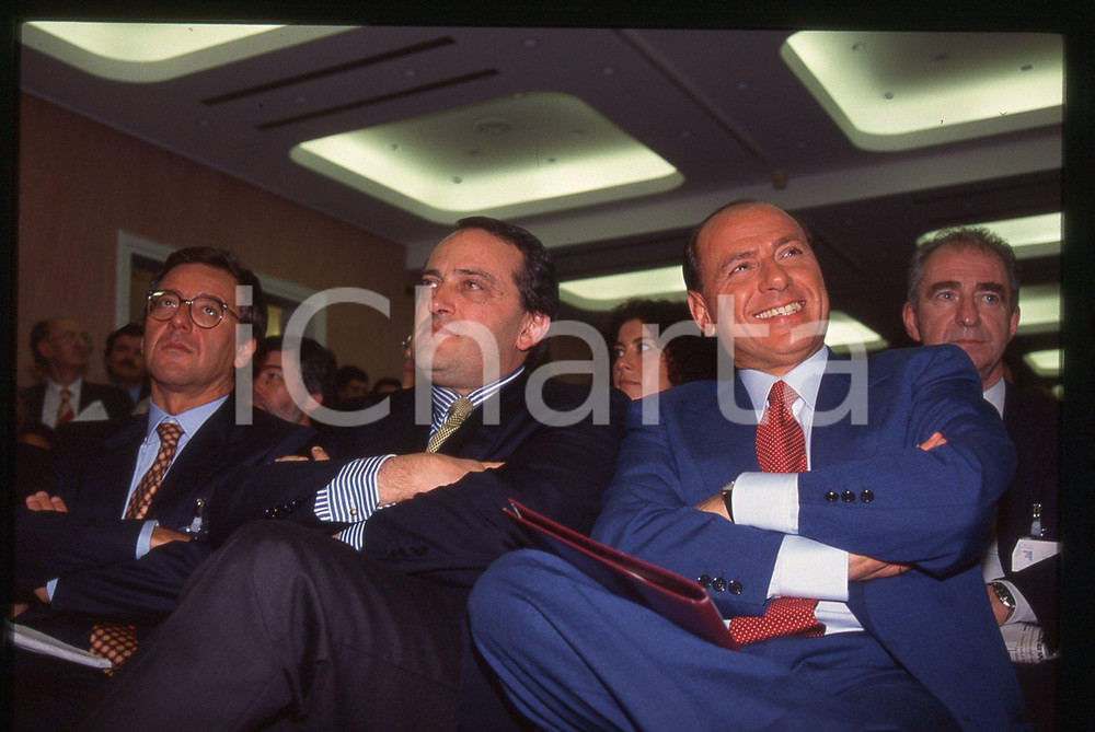 Silvio BERLUSCONI Pilade RIELLO e Luigi ABETE 1995 ca * 35 mm vintage slide 2
