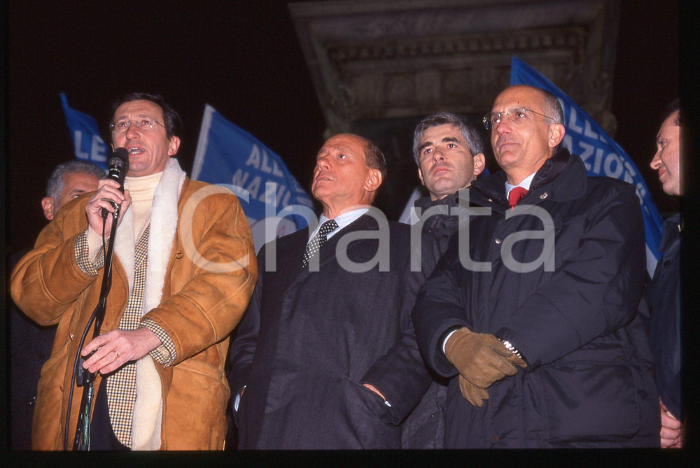Silvio BERLUSCONI e Gianfranco FINI POLITICA MILANO 1997 * 35 mm vintage slide