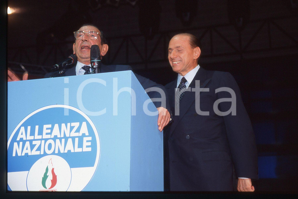 Silvio BERLUSCONI Giulio MACERATINI - POLITICA 1995 ca * 35mm vintage slide 3