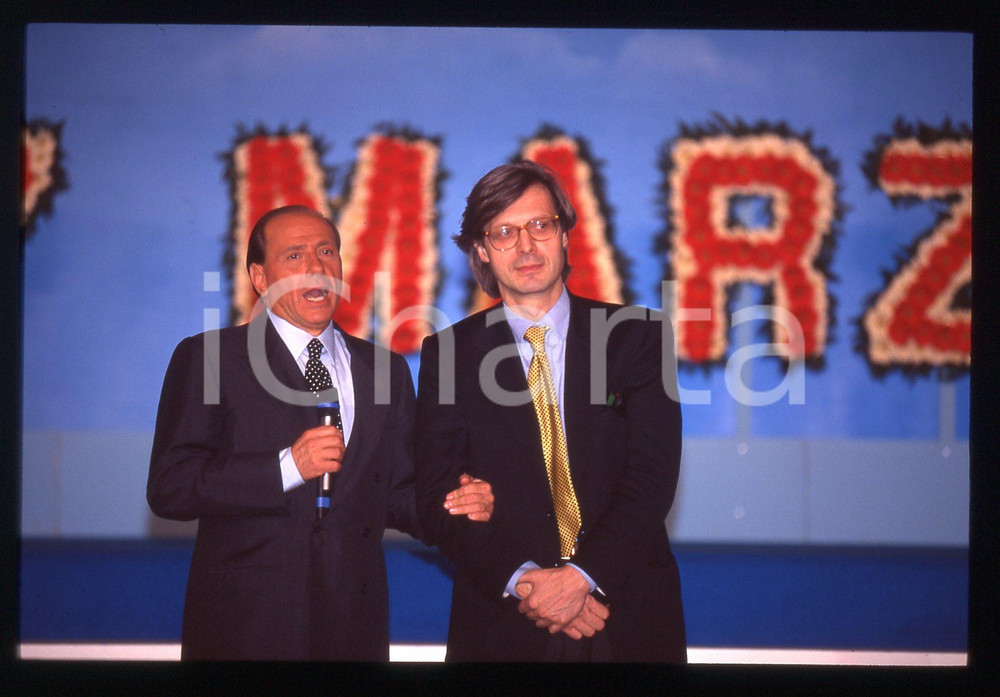 Silvio BERLUSCONI e Vittorio SGARBI FORZA ITALIA 1996 * 35 mm vintage slide 4