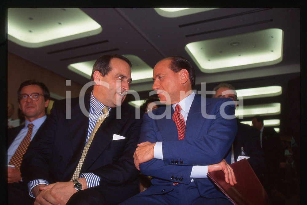 Silvio BERLUSCONI Pilade RIELLO e Luigi ABETE 1995 * 35 mm vintage slide 3