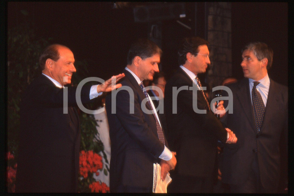 Silvio BERLUSCONI Gianfranco FINI Rocco BUTTIGLIONE 1995 ca *35 mm vintage slide