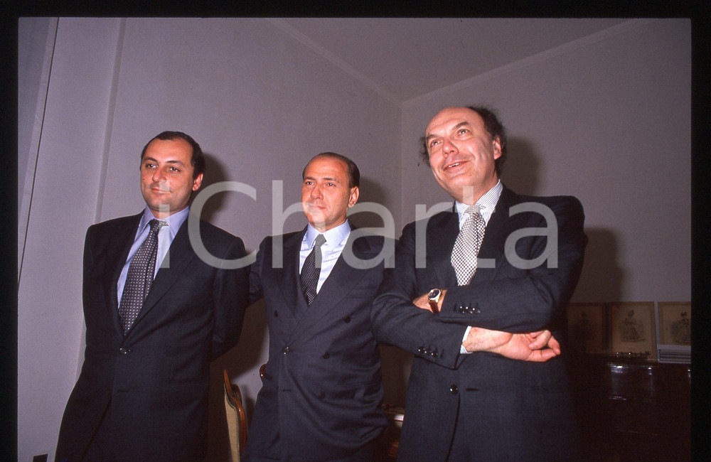 Silvio BERLUSCONI Luca FORMENTON Leonardo MONDADORI - 1990 * 35 mm vintage slide