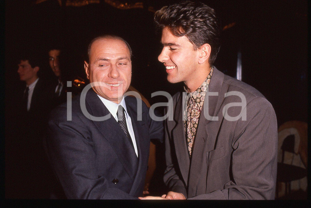 Silvio BERLUSCONI - Alessandro COSTACURTA CALCIO MILAN 1989 *35 mm vintage slide