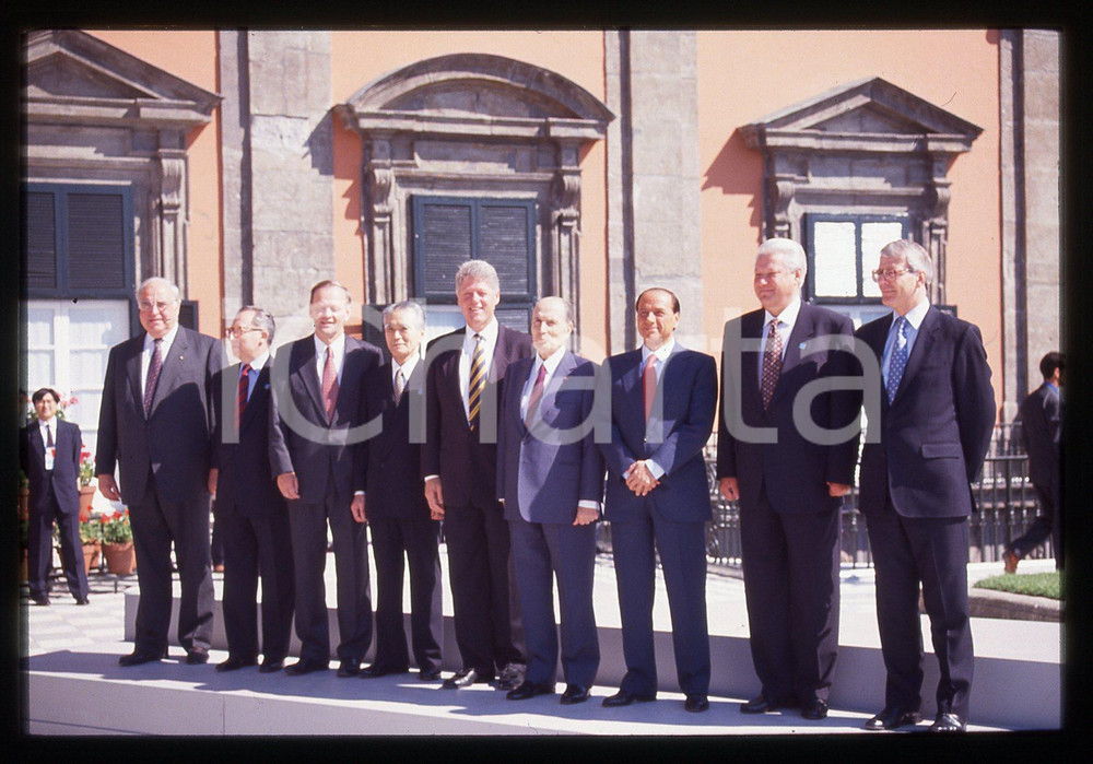 Silvio BERLUSCONI Helmut KOHL Bill CLINTON G7 NAPOLI 1994 *35 mm vintage slide 2