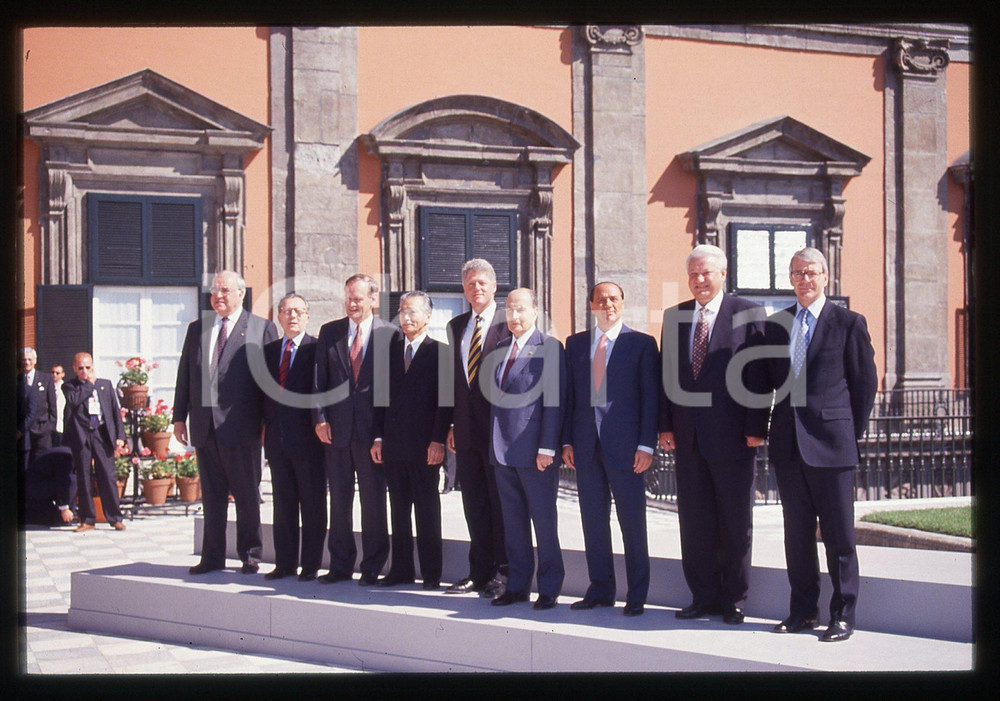 Silvio BERLUSCONI Helmut KOHL Bill CLINTON G7 NAPOLI 1994 *35 mm vintage slide 3