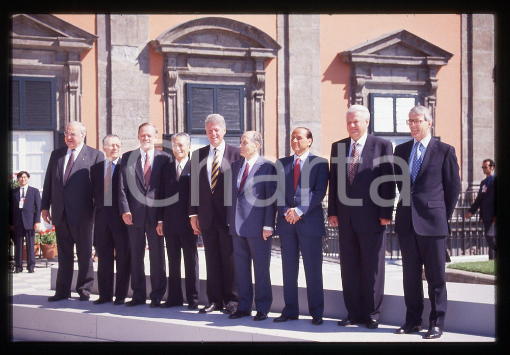 Silvio BERLUSCONI Helmut KOHL Bill CLINTON G7 NAPOLI 1994 *35 mm vintage slide 4
