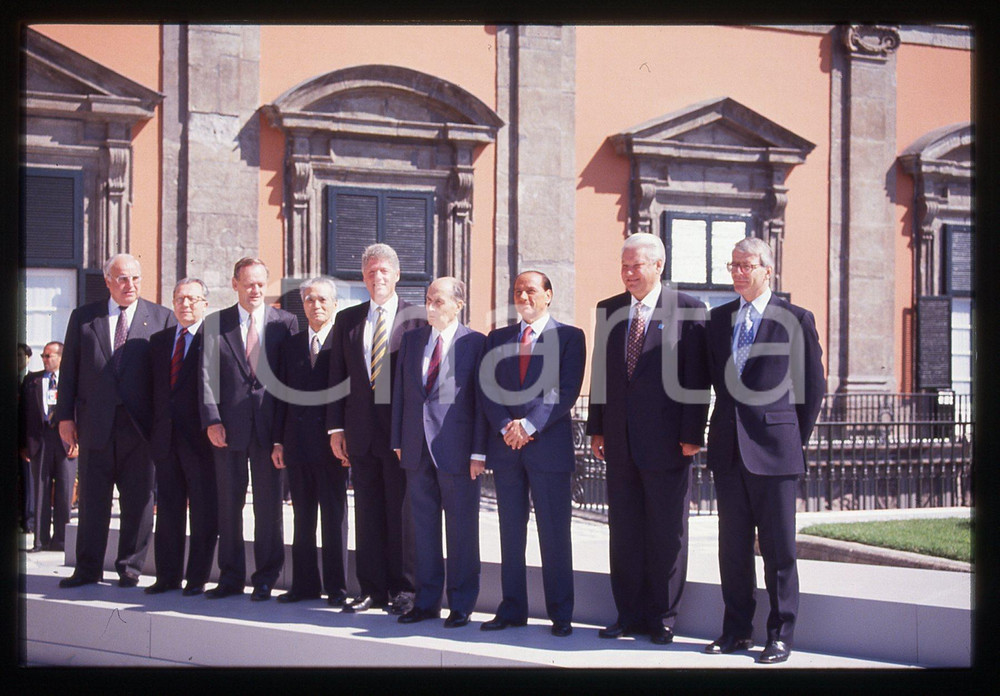 Silvio BERLUSCONI Helmut KOHL Bill CLINTON G7 NAPOLI 1994 *35 mm vintage slide 5