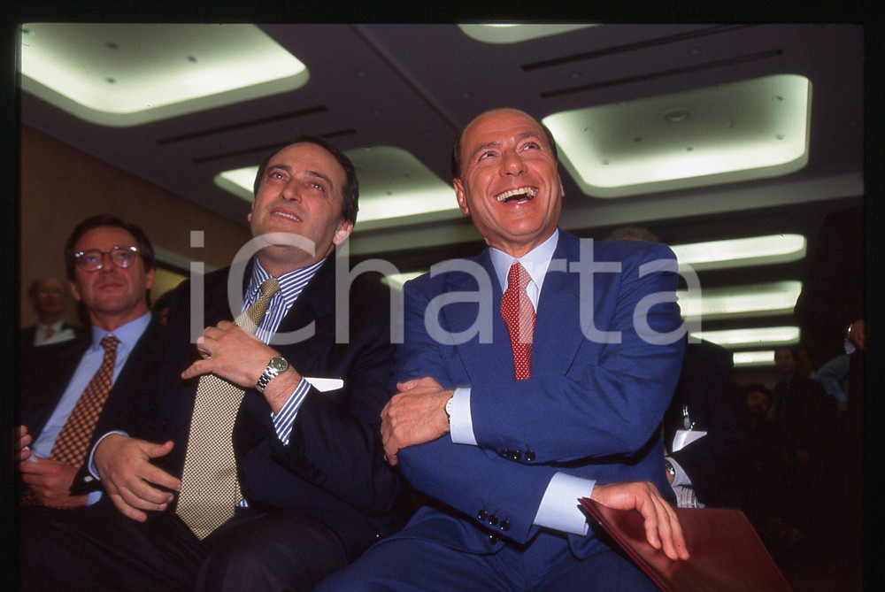 Silvio BERLUSCONI Pilade RIELLO e Luigi ABETE 1995 * 35 mm vintage slide 4