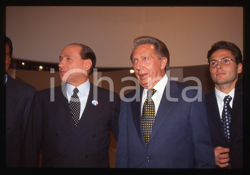 Silvio BERLUSCONI Pier Silvio e Mike BONGIORNO 1996 * 35 mm vintage slide