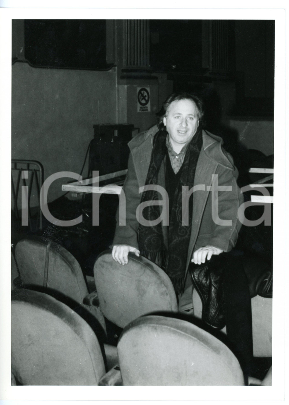 Fotografia d epoca originale 1995 ca FIRENZE Teatro Niccolini  Arrivo dell attore Marco MESSERI  Foto 18x24 1