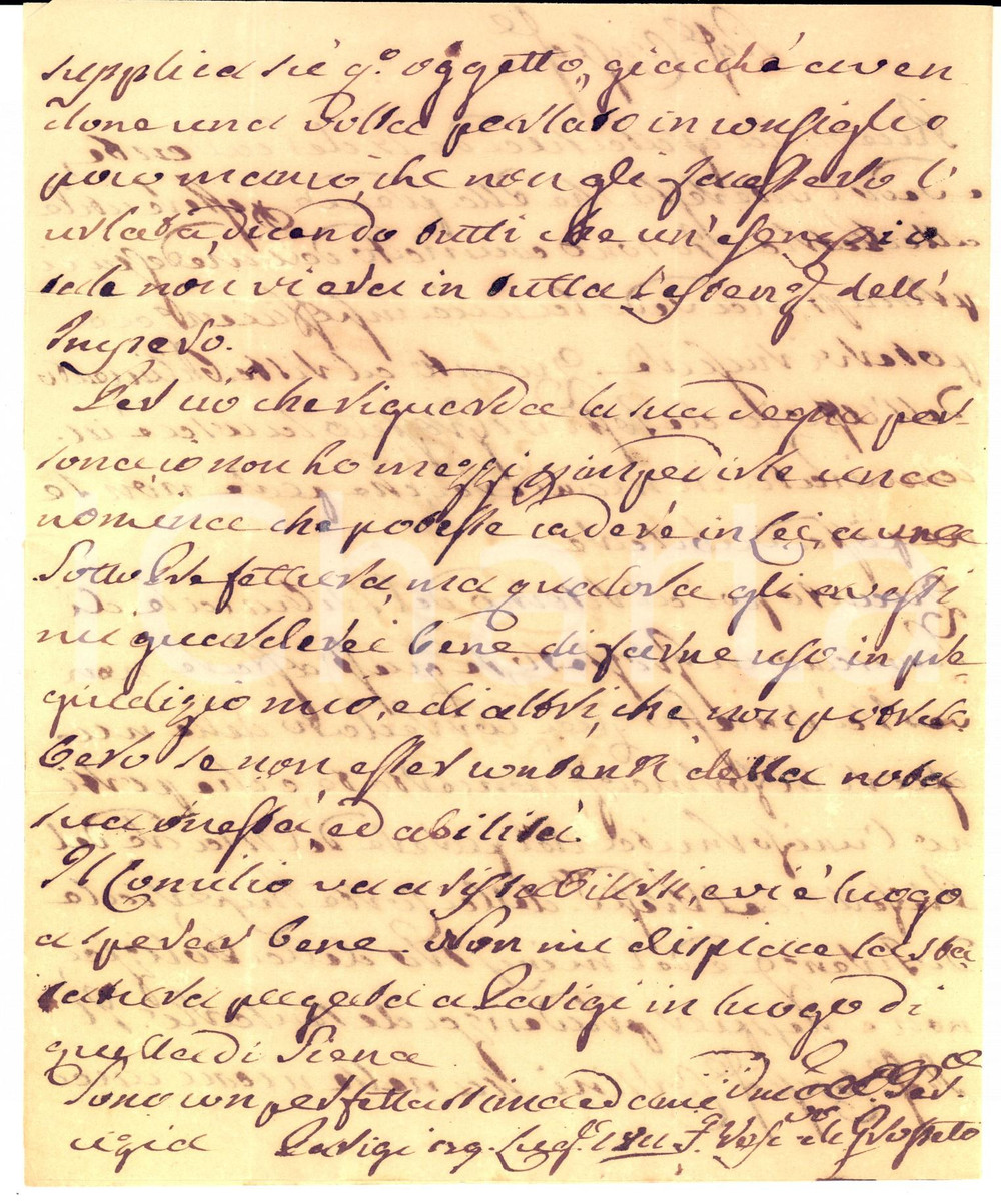 Autografo originale 1811 PARIGI Vescovo Fabrizio SELVI al consigliere VALERI di Sienne Autografo 1